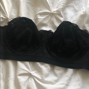 Black Lace and Mesh Strapless Bra